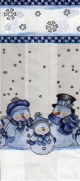3 1/2 X 2 X 7 1/2 (FAMILY OF SNOWMEN) Clear Cello Gusseted Bags (Qty 25)